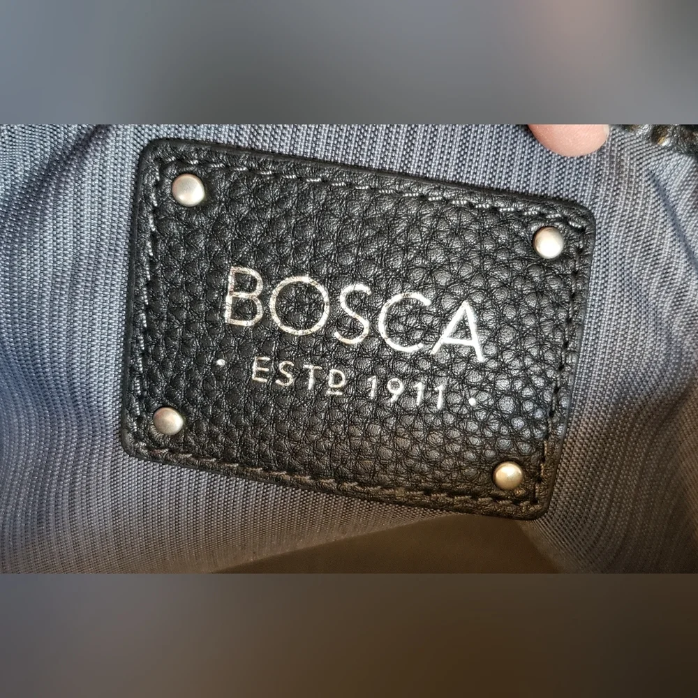 Bosca Black Pebbled Leather Briefcase Laptop Bag